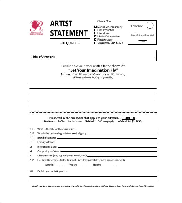 artist statement format