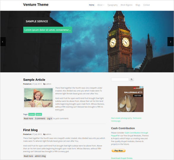 free venture website drupal theme