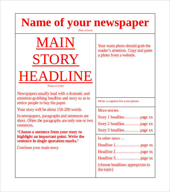 free templates newspaper word