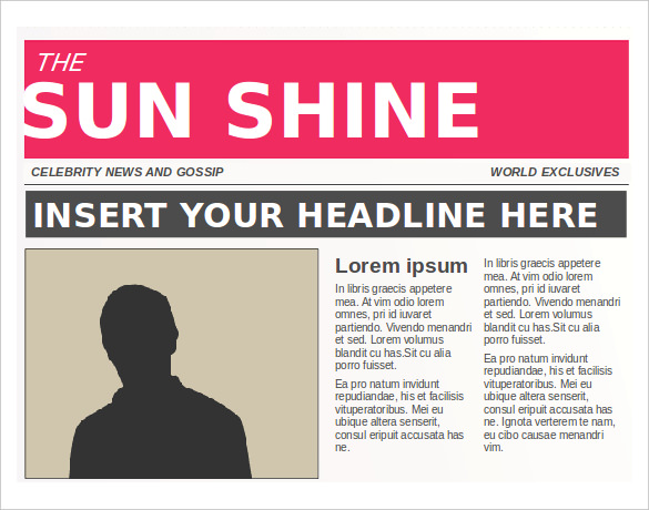 Sunshine Editable News Paper Template Free PPT Format