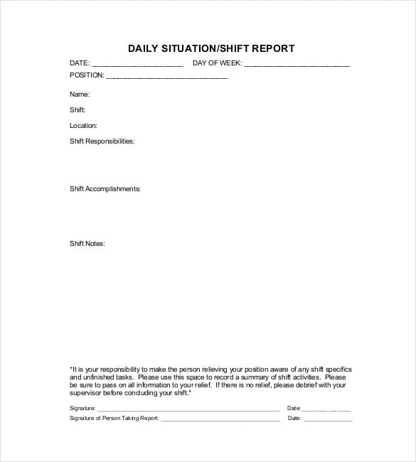daily situation shift report