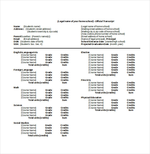 free home school report card template