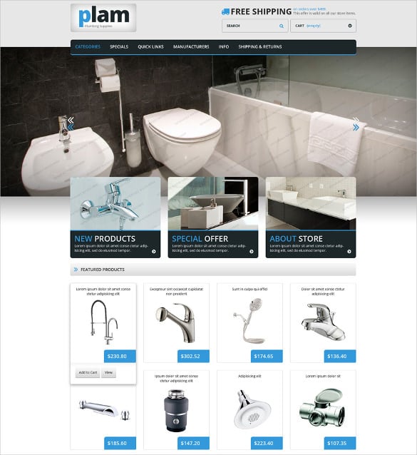 free plumbing supplies php template