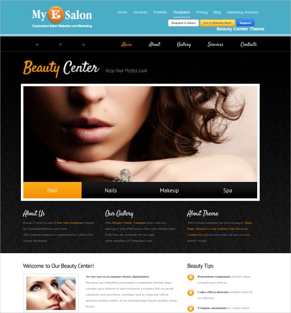 beauty center website theme download