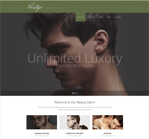 male beauty salon website template