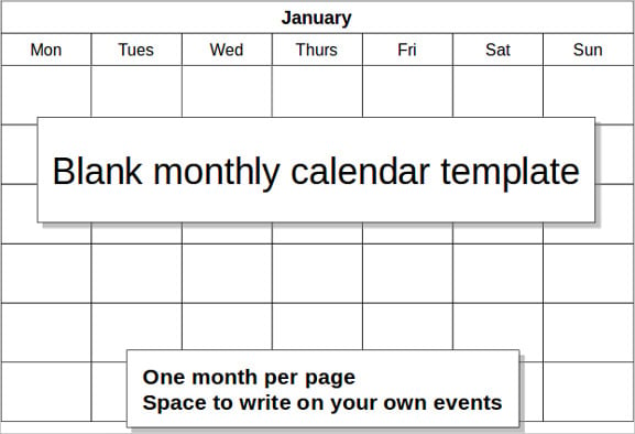 blank monthly calendar template ppt format