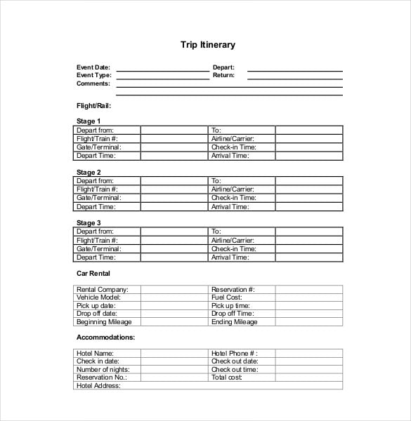 Itinerary Template – 14+ Free Word, Excel, PDF Documents Download