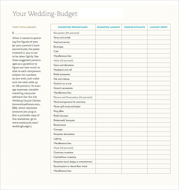 download your wedding budget spreadsheet template