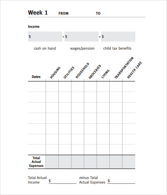 printable daily and weekly personal expense tracker