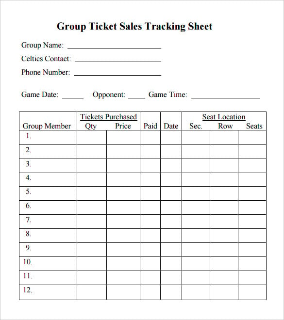 group ticket sales tracking template pdf download