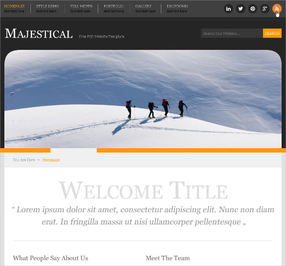 majestical free psd website template