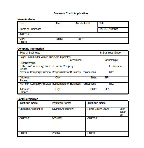 company business credit application template