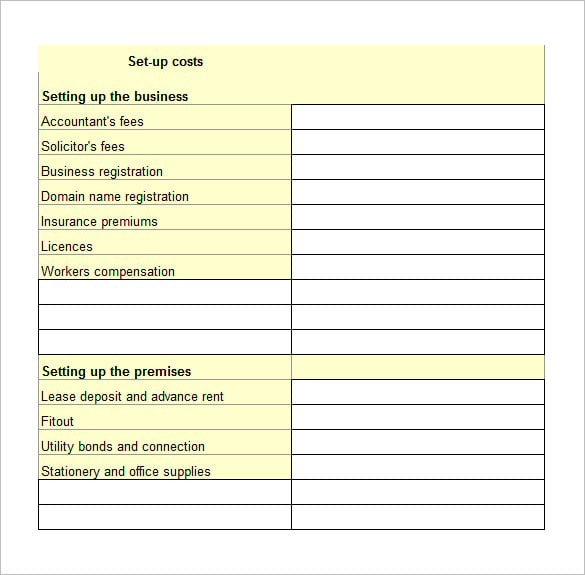 business financial plan worksheet template excel download