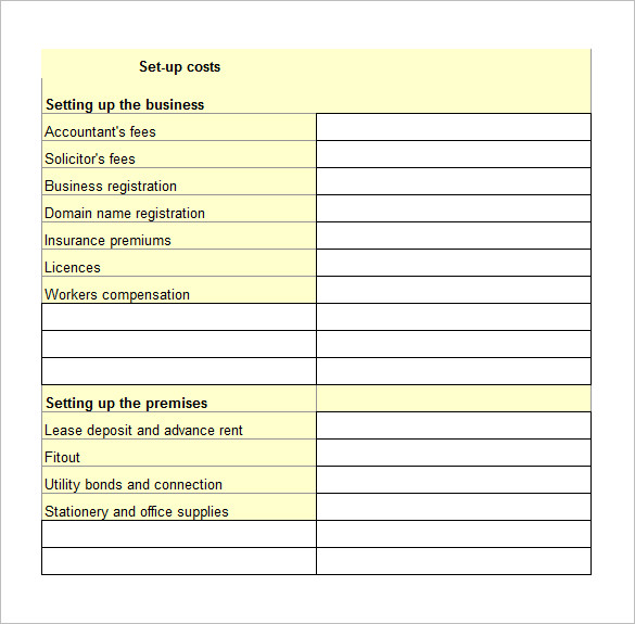 business financial plan worksheet template excel download