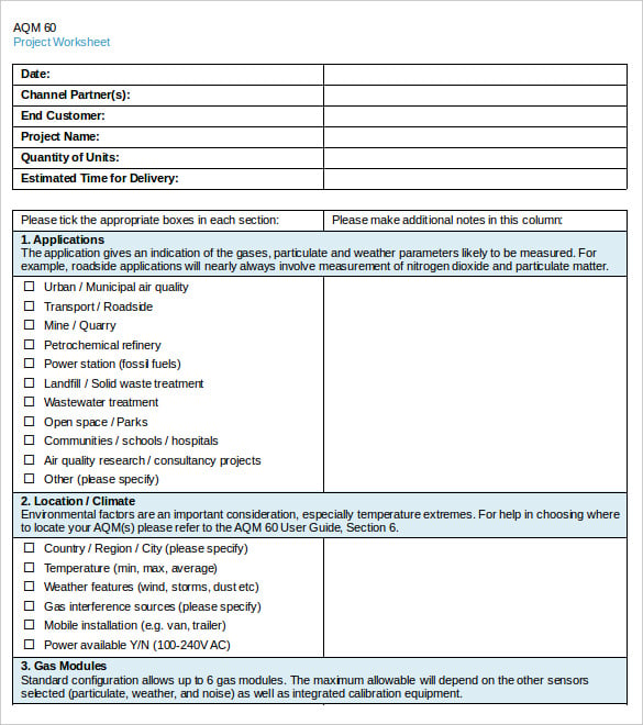 network project worksheet template free word format