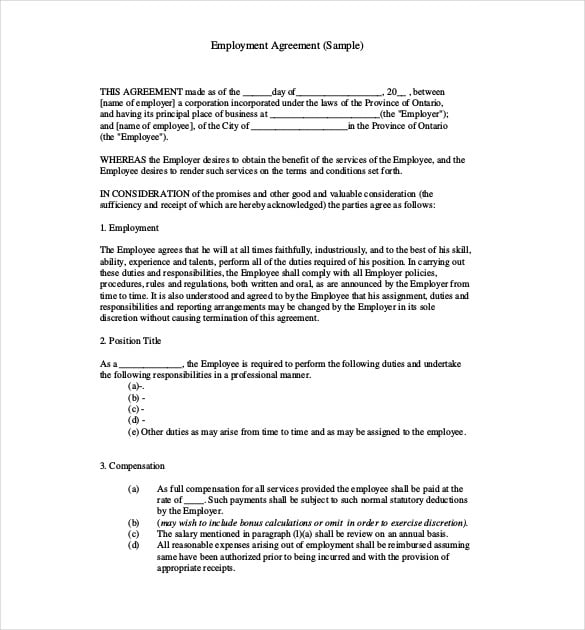 contract of employment pdf