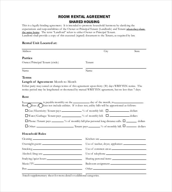 room rental agreement pdf