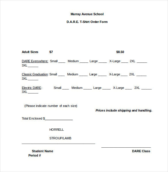 t shirt order form template microsoft word