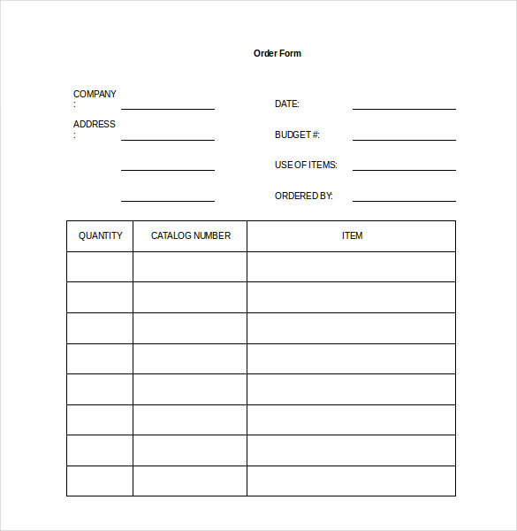 Basic Printable Order Forms Templates Free For Word - Printable Forms ...