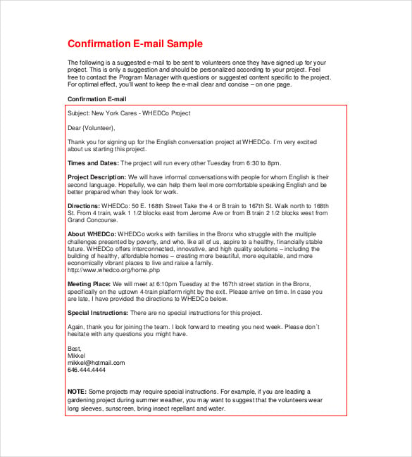sample order confirmation email template download