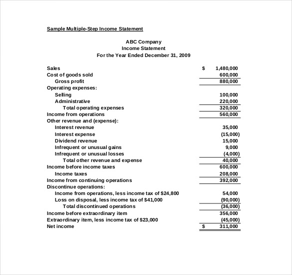 Income Statement Templates 14 Free Word Excel And PDF