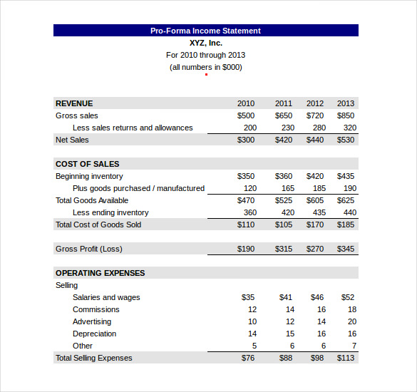 Income Statement Template 23 Free Word Excel PDF Format Download