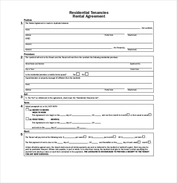 room rental agreement letter