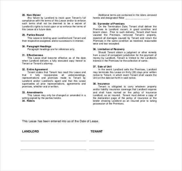 printable home rental agreement template pdf