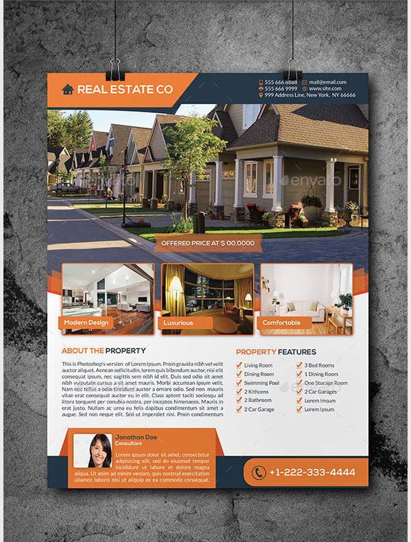 real estate marketing flyer template psd download