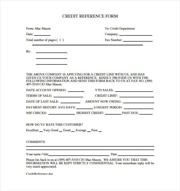 company credit reference form template pdf printable