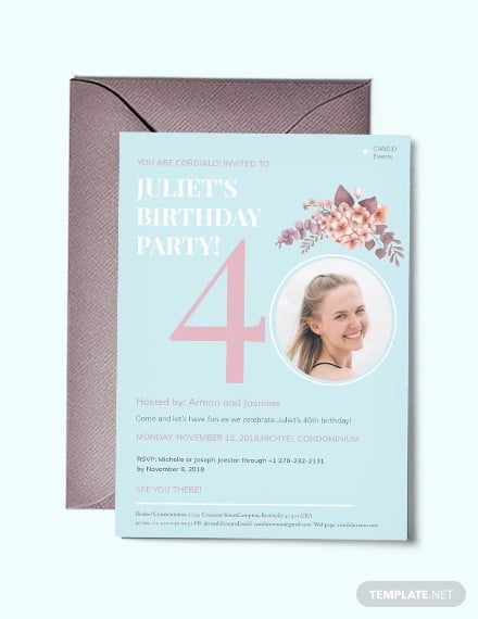 40th birthday invitation template