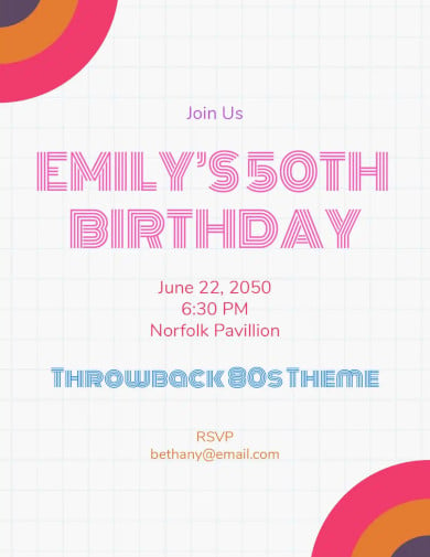 0th birthday invitation for her