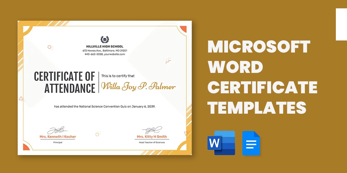 word templates certificate