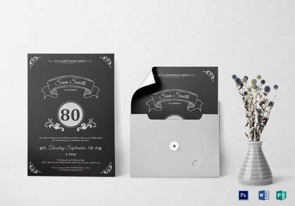 80th birthday party invitation template