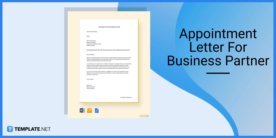 appointment letter for business partner template