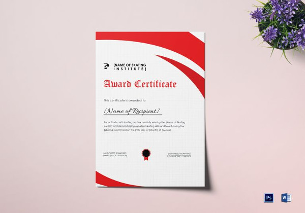 award certificate psd template