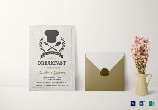 baby shower breakfast invitation template
