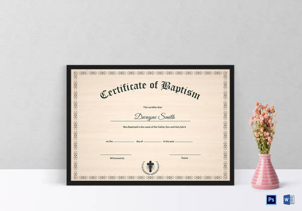 baptism certificate template in word