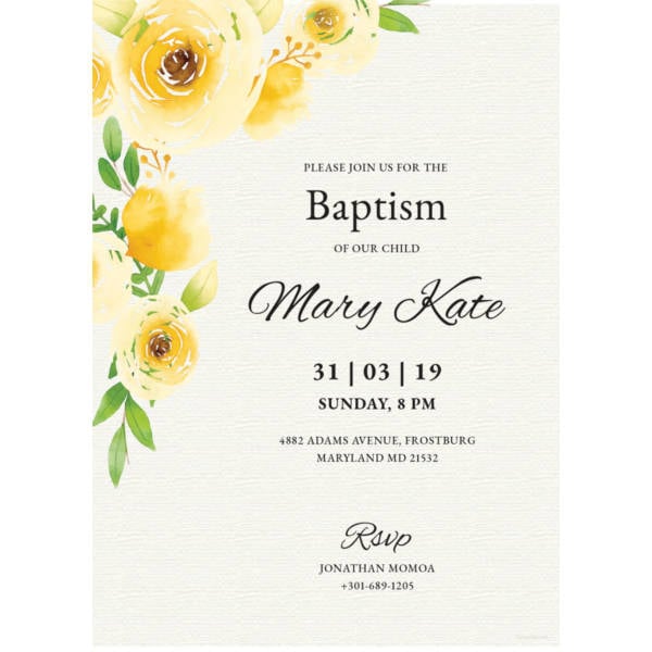 baptism invitation card template 