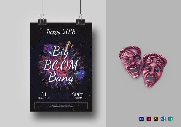 big boom bang new year party flyer template