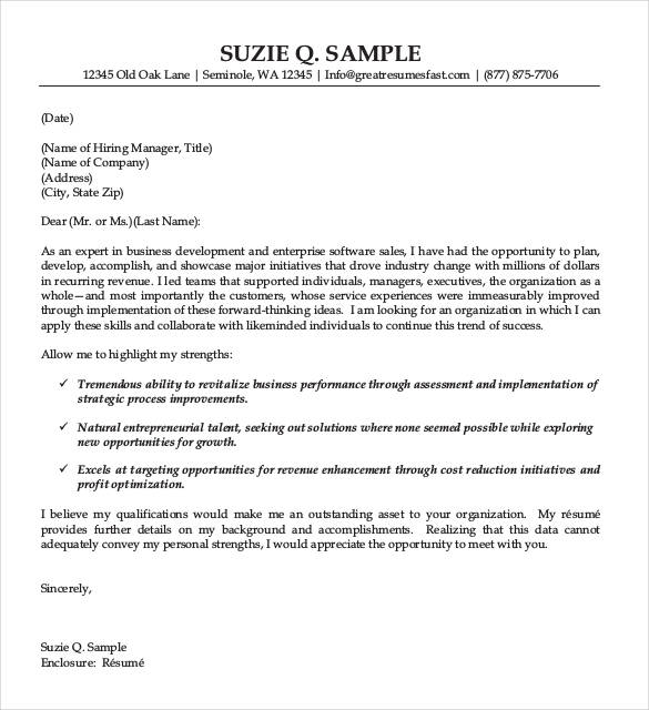 business development and software sales cover letter