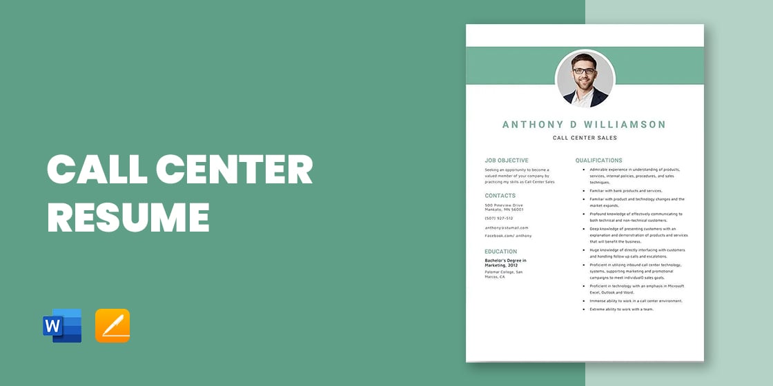 call center resume format in word download