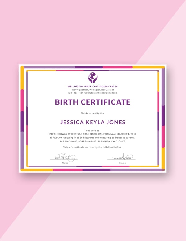 certificate of birth template