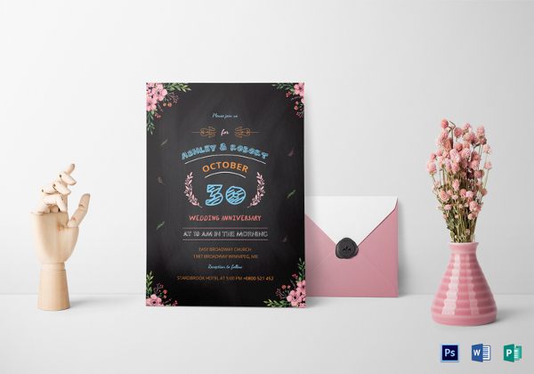 chalkboard-wedding-anniversary-invitation-template