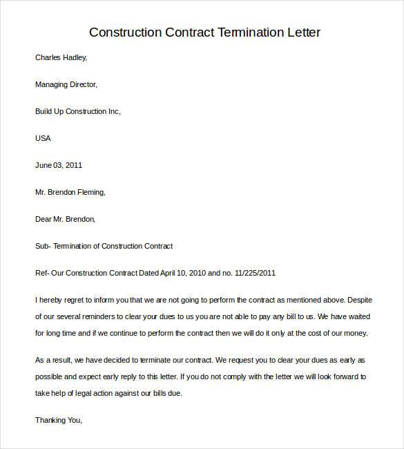 construction contract termination letter