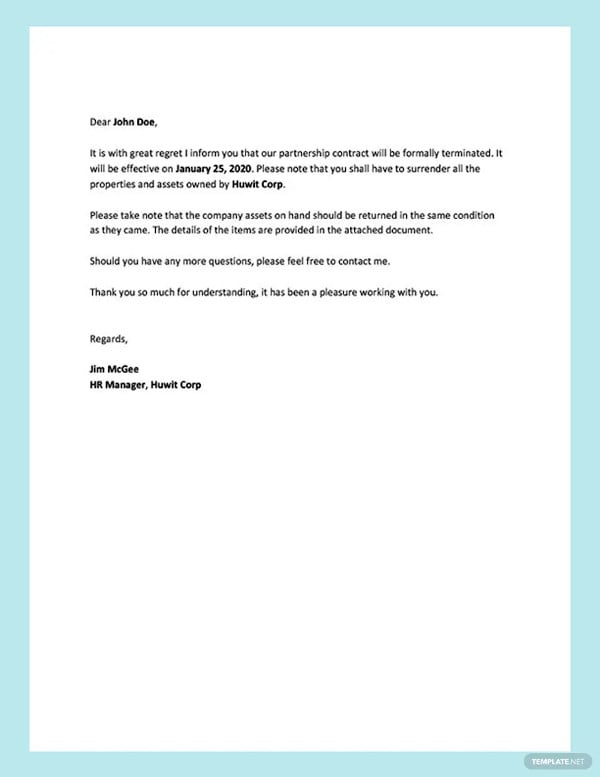contract termination letter templates