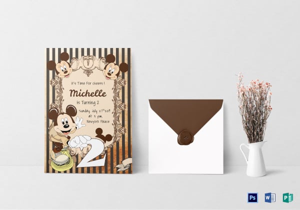 elegant mickey mouse birthday invitation card template