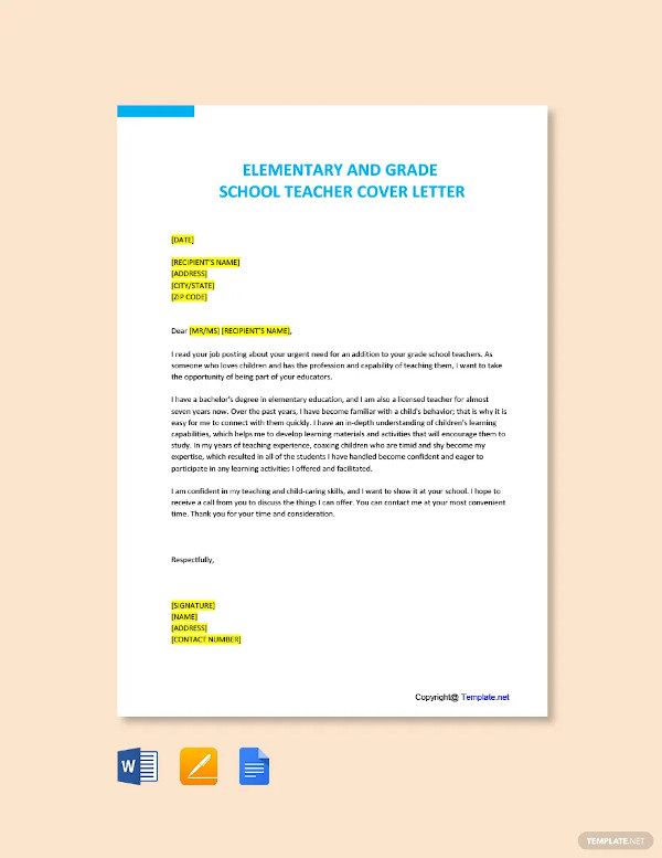 27+ Teacher Cover Letter Templates- Word, PDF