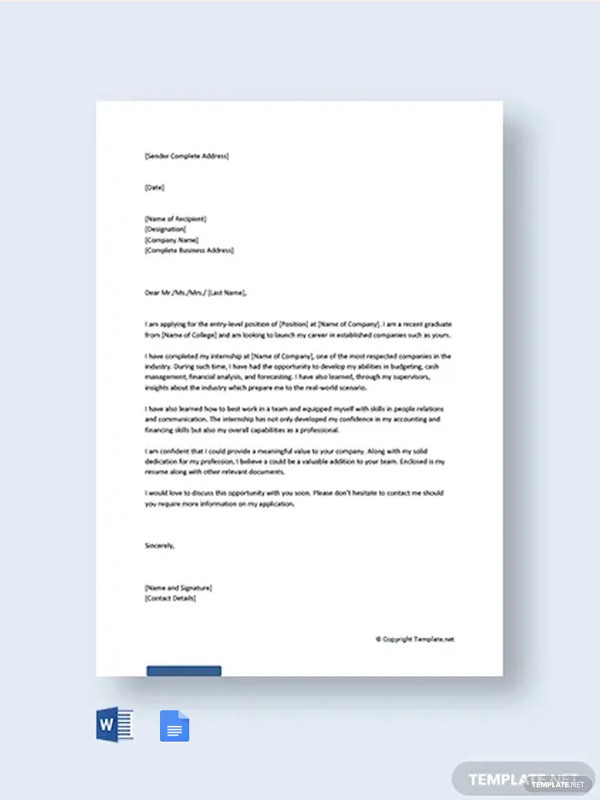 Entry Level Cover Letter Template - 18+ Free Sample, Example, Format