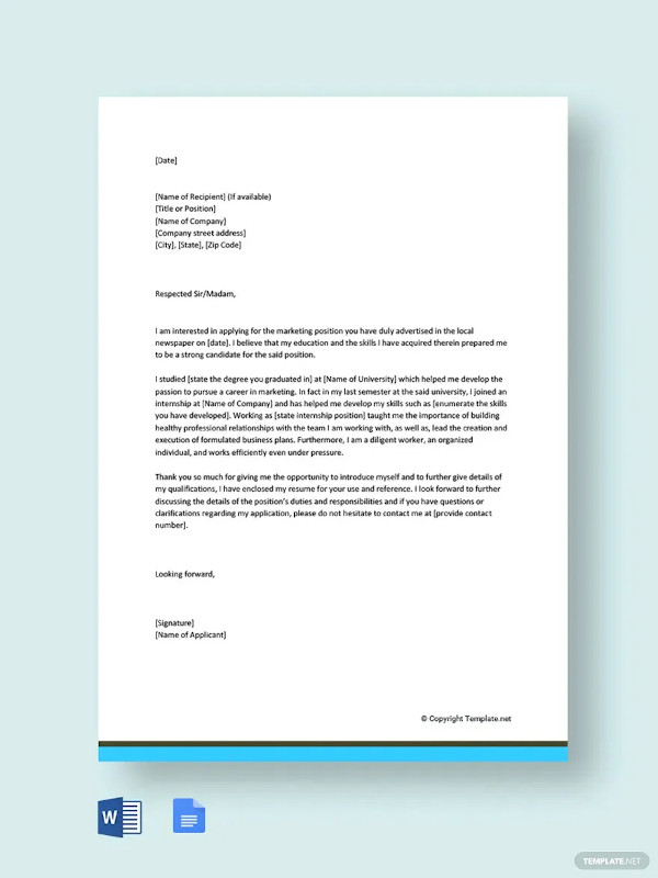 Entry Level Cover Letter Template - 18+ Free Sample, Example, Format